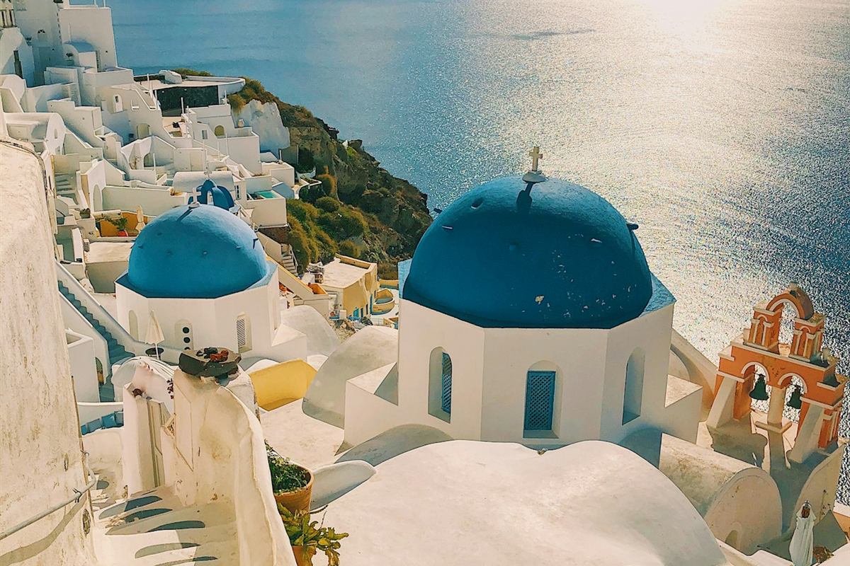 Cúpulas azules de Santorini
